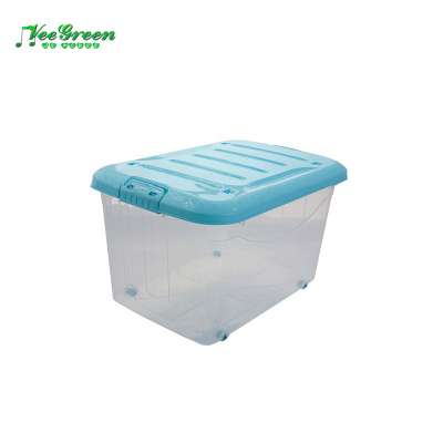 Large Household Clear Plastic Home Storage Organizing Boxes with Wheels